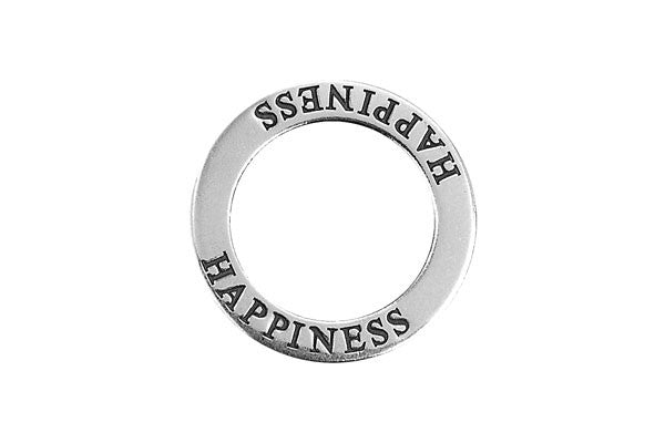 Sterling Silver Happiness Affirmation Band Charm, 22.0mm