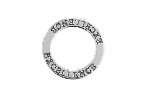 Sterling Silver Excellence Affirmation Band Charm, 22.0mm