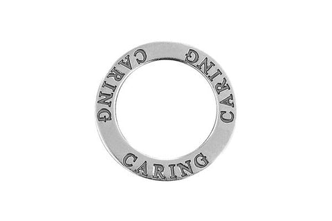 Sterling Silver Caring Affirmation Band Charm, 22.0mm
