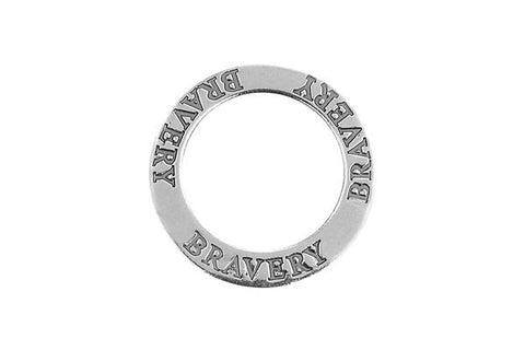 Sterling Silver Bravery Affirmation Band Charm, 22.0mm