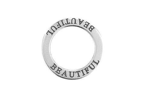 Sterling Silver Beautiful Affirmation Band Charm, 22.0mm