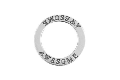 Sterling Silver Awesome Affirmation Band Charm, 22.0mm