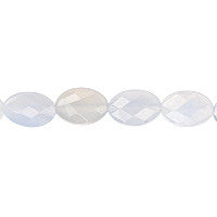 Blue Chalcedony Faceted Flat Oval (A) Beads