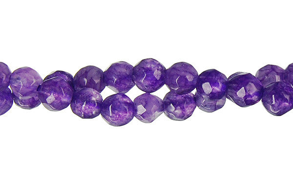 Marble (Dyed) Faceted Round (Amethyst) Beads