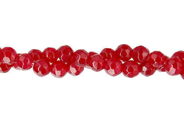 Marble (Dyed) Faceted Round (Ruby) Beads