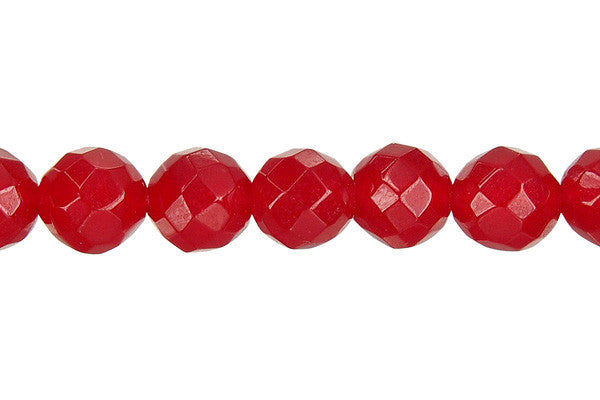 Marble (Dyed) Faceted Round (Ruby) Beads