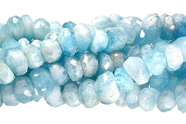 Aquamarine Irregular Faceted Rondelle Beads