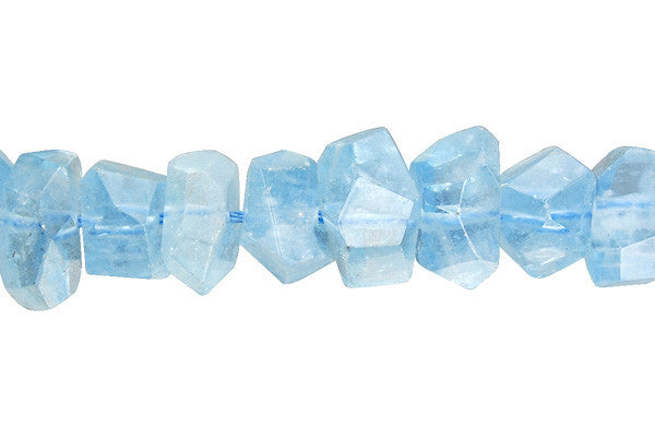 Aquamarine Faceted Nugget (AA) Beads