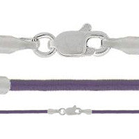 Leather Necklace, Violet w/Sterling Silver Endcaps
