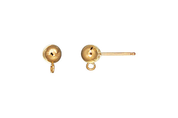 Gold-Filled Post Earring, 5.0mm Ball w/Ring
