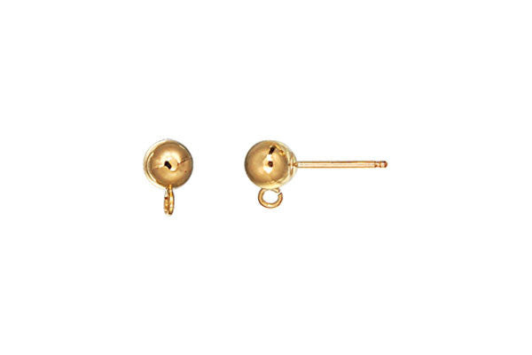 Gold-Filled Post Earring, 4.0mm Ball w/Ring