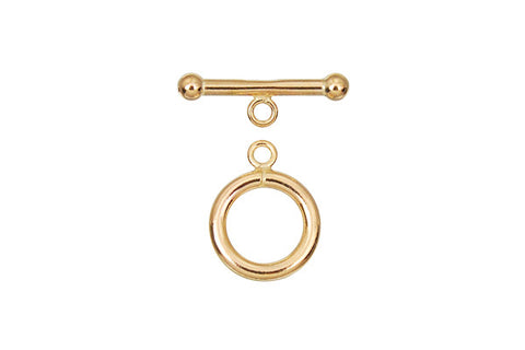 Gold-Filled Toggle Clasp w/Round Beads, 2.00x12.0mm