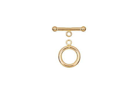 Gold-Filled Toggle Clasp w/Round Beads, 1.50x9.2mm