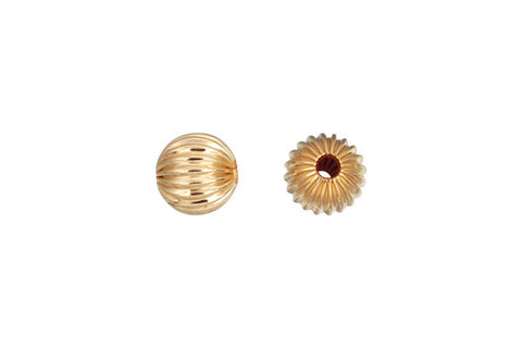 Gold-Filled Round Corrugated Bead, 8.0mm