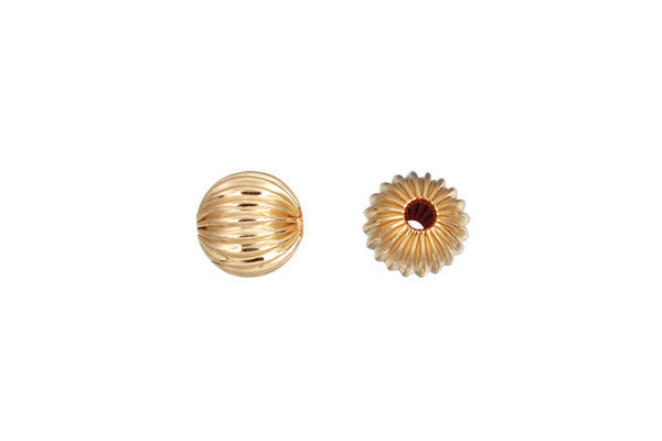 Gold-Filled Round Corrugated Bead, 6.0mm