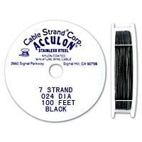 Acculon 7-Strand 22-Gauge, .024" Black Tigertail Wire