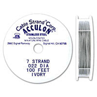 Acculon 7-Strand 23-Gauge, .022" Ivory Tigertail Wire