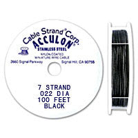 Acculon 7-Strand 23-Gauge, .022" Black Tigertail Wire