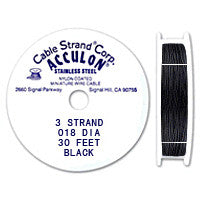 Acculon 3-Strand 25-Gauge, .018" Black Tigertail Wire