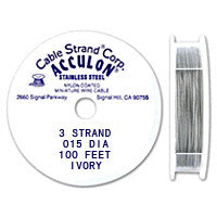 Acculon 3-Strand 26-Gauge, .015" Ivory Tigertail Wire