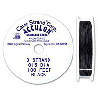 Acculon 3-Strand 26-Gauge, .015" Black Tigertail Wire
