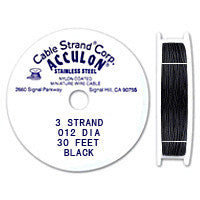 Acculon 3-Strand 28-Gauge, .012" Black Tigertail Wire