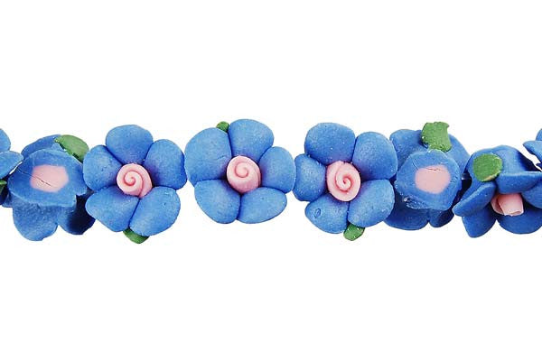 Pendant Poly Clay Flower (Blue)