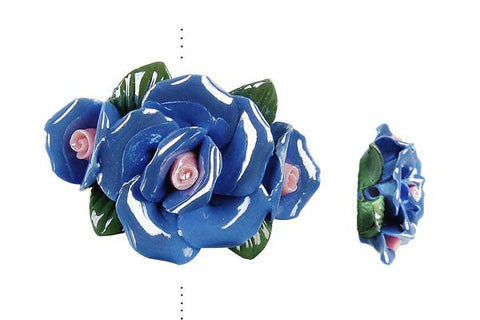 Pendant Poly Clay Flower (Blue 074)