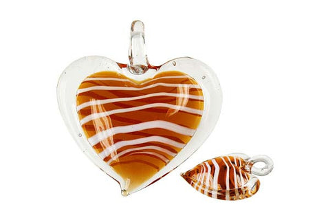 Pendant Murano Foil Glass Flat Heart XD (Amber)