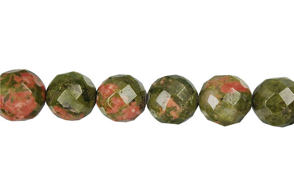 Unakite (Brazil) Faceted Round Beads