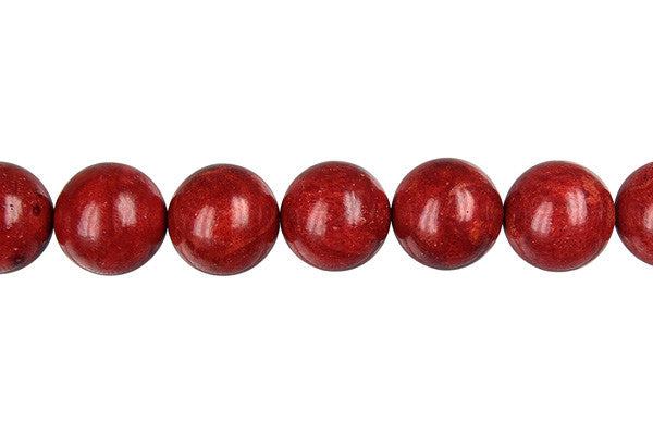 Red Sponge Coral Round Beads