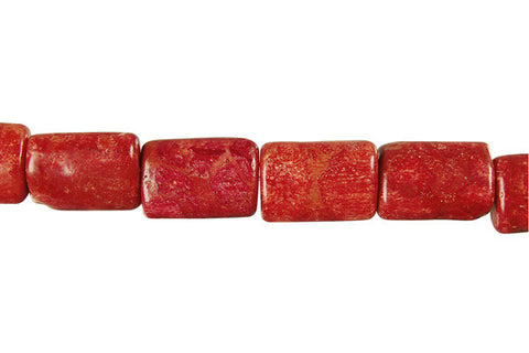 Red Sponge Coral Puffy Rectangle Beads
