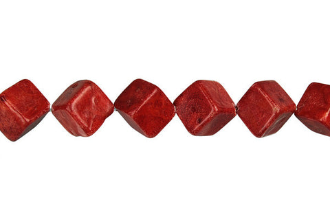 Red Sponge Coral Cube (Corner Drilled) Beads