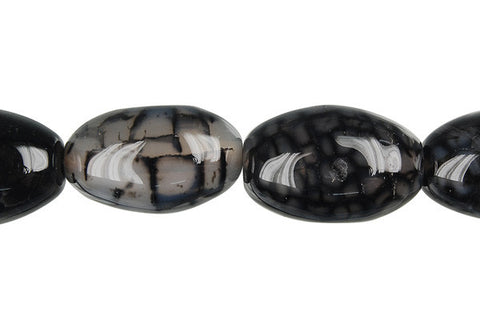 Fire Agate (Black) Rice Beads