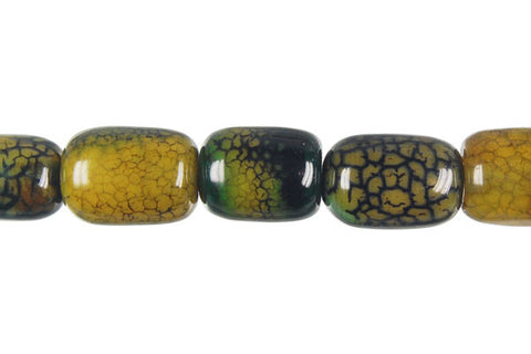 Fire Agate Drum (Green) Beads