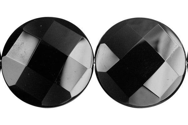 Black Onyx Faceted Coin Beads