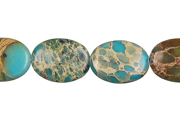 Aqua Terra Jasper (Green) Flat Oval Beads