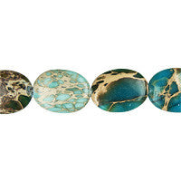 Aqua Terra Jasper (Green) Flat Oval Beads