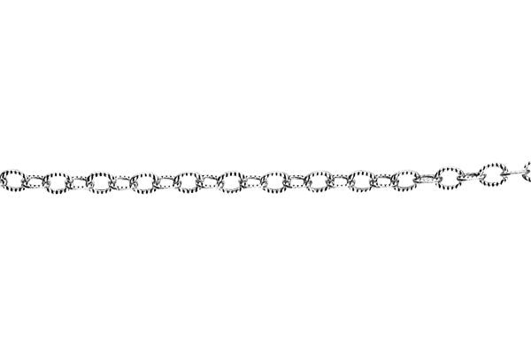 Sterling Silver Oxidized Textured Cable Chain, 1.5x2.0mm