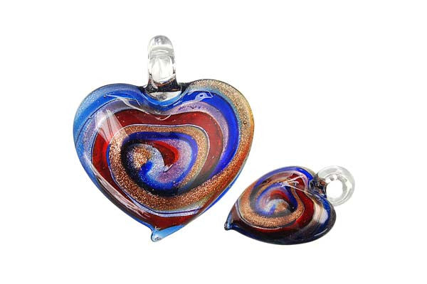 Pendant Murano Foil Glass Heart Style C (YH01)