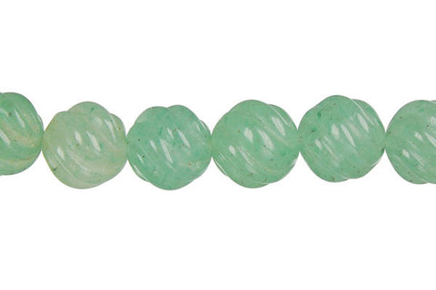 Green Aventurine Carved Wave (Round) Beads