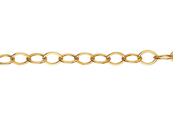 Gold-Filled Flat Cable Chain, 3.9x4.6mm