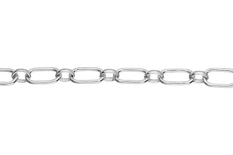 Sterling Silver Long & Short Cable Chain, 3.4x6.2mm; 2.8x3.2mm