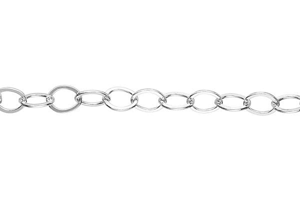 Sterling Silver Flat Cable Chain, 3.9x4.6mm