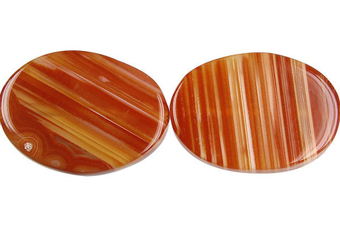 Red Agate Flat Oval Beads