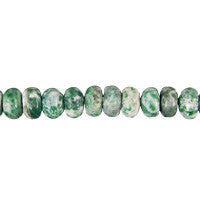 Green Spot Agate Rondelle Beads