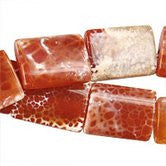 Fire Agate (Red) Puffy Rectangle Beads