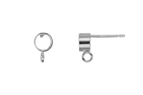 Sterling Silver Post w/4.0mm Open Bezel Setting and Ring, 20 Gauge