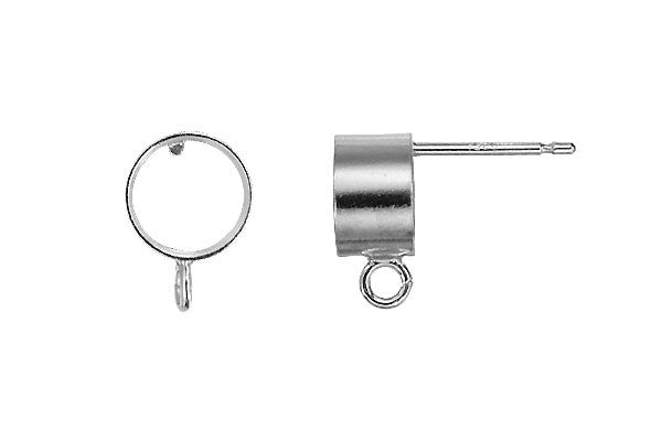 Sterling Silver Post w/6.0mm Open Bezel Setting and Ring, 20 Gauge