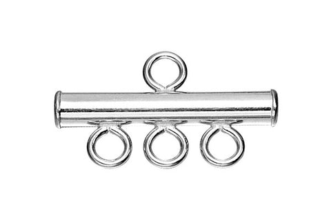 Sterling Silver 3-Strand Connector, 3.0x20.0mm